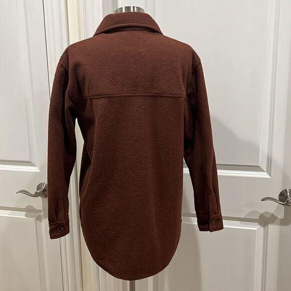 New! Joie Fleece Shacket Brown Neutral Button Down Women's Size Medium - Picture 5 of 14